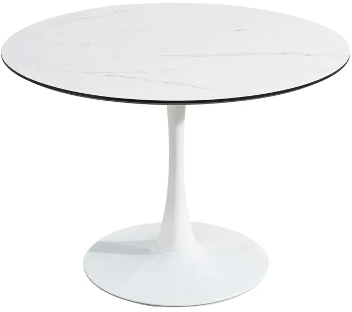 Tulip Dining Table, 32In Round, White, Mable Black