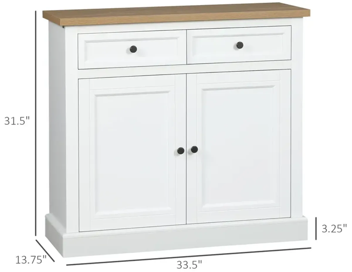 White Kitchen Buffet: Sideboard Cabinet for Living Room & Entryway