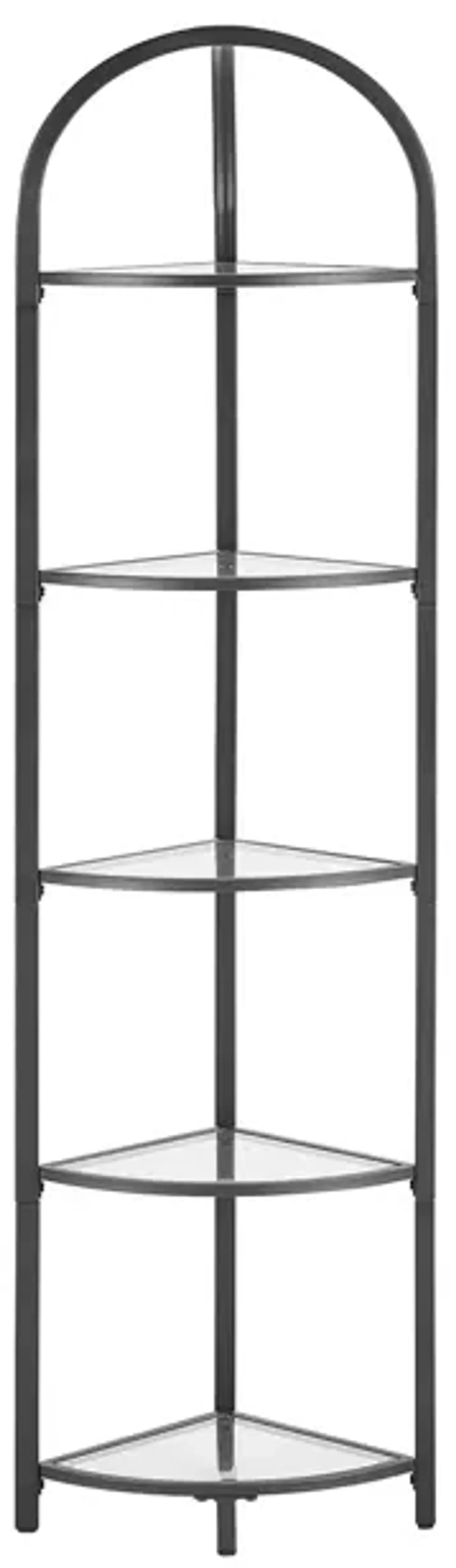 Contemporary 5-Tier Corner Shelf Stylish Tempered Glass Storage