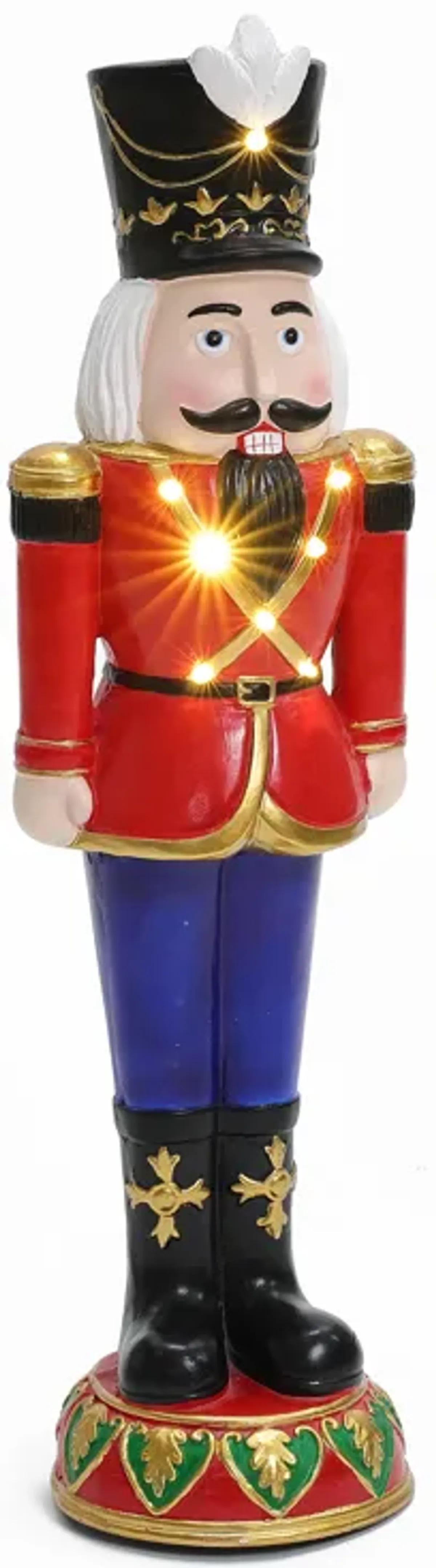 LuxenHome 2Ft Tall Traditional Nutcracker Soldier in Red with Lights