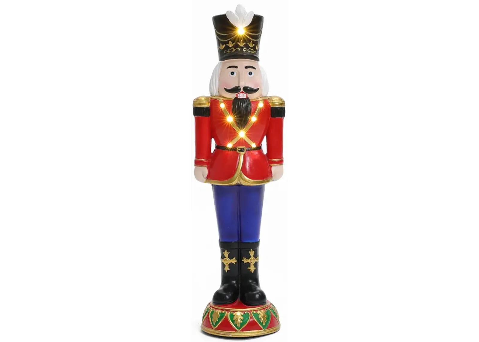 LuxenHome 2Ft Tall Traditional Nutcracker Soldier in Red with Lights