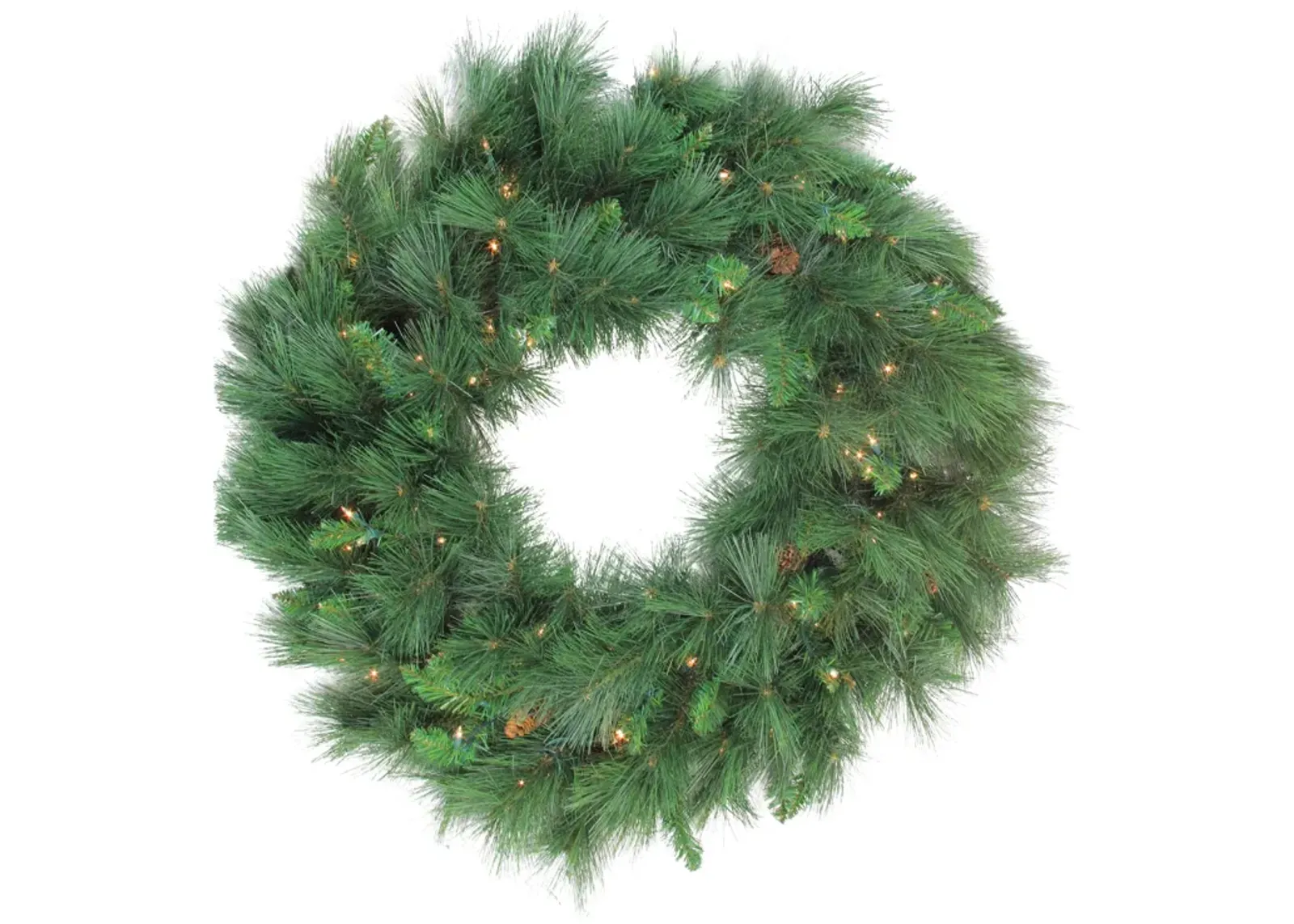 Pre-lit White Valley Pine Artificial Christmas Wreath  48-inch  Clear Lights