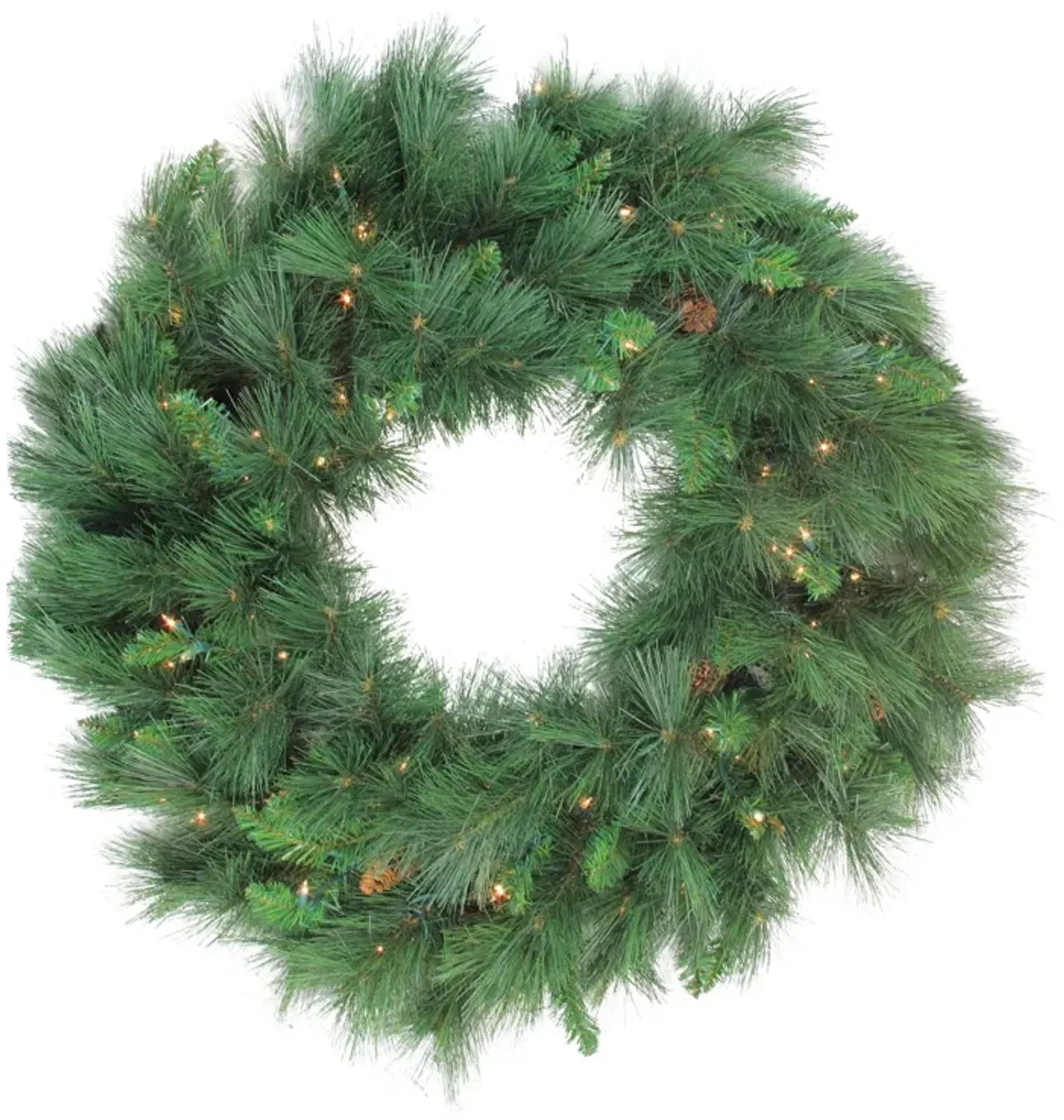 Pre-lit White Valley Pine Artificial Christmas Wreath  48-inch  Clear Lights