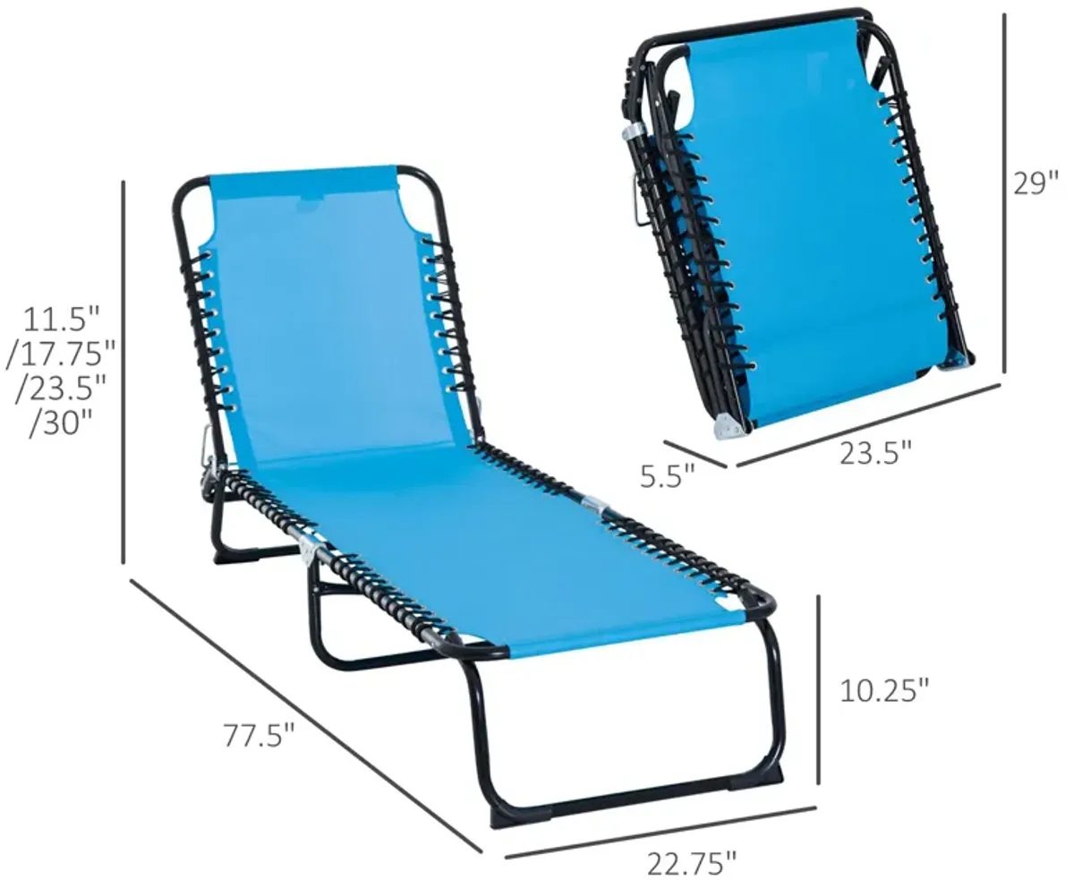 Light Blue Outdoor Bed: 4-Position Portable Reclining Chaise Lounge