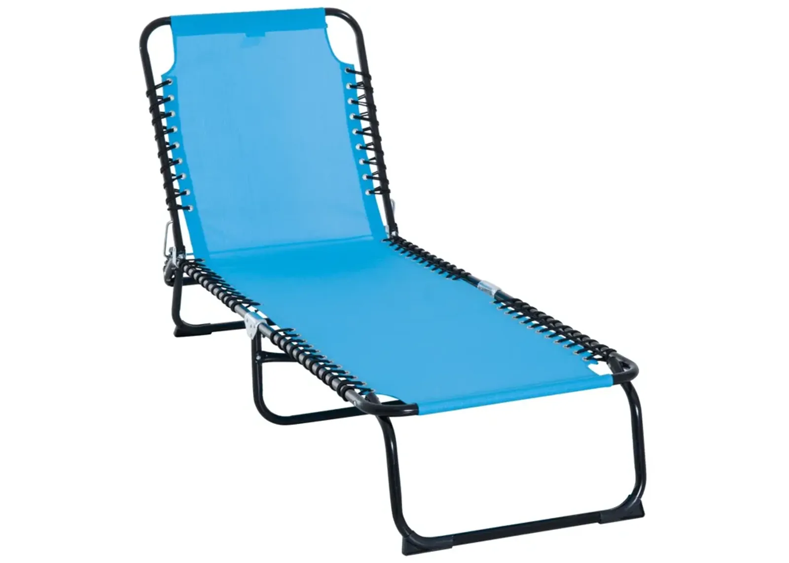 Light Blue Outdoor Bed: 4-Position Portable Reclining Chaise Lounge