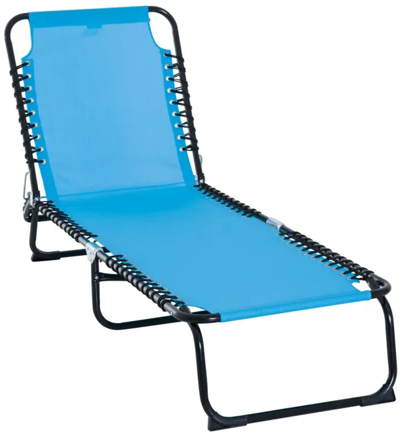 Light Blue Outdoor Bed: 4-Position Portable Reclining Chaise Lounge