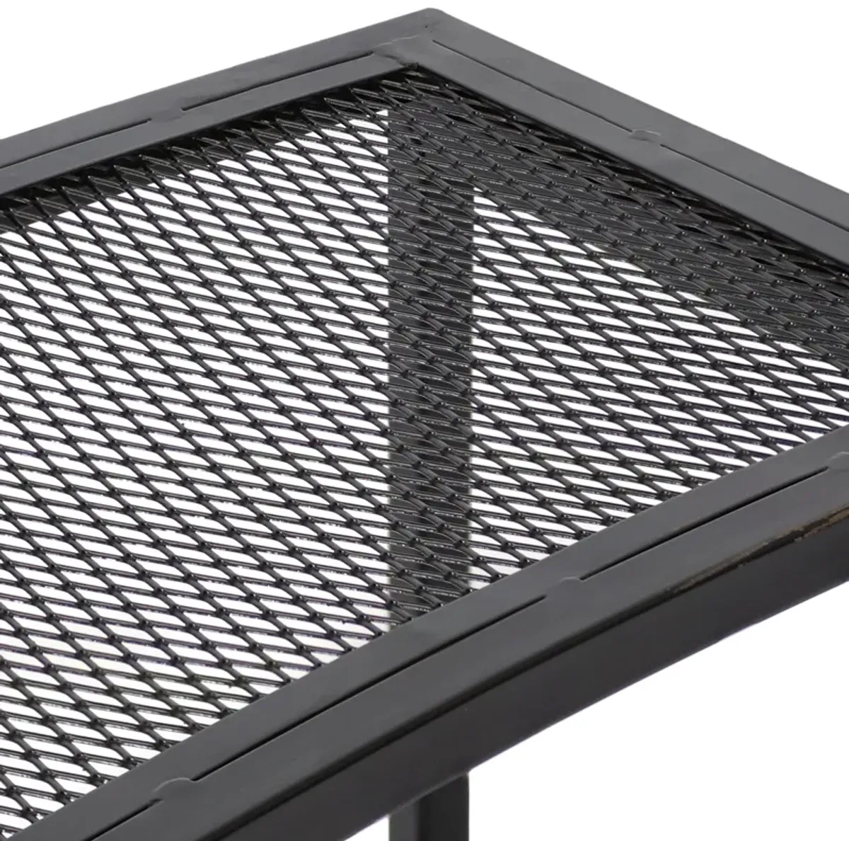 Sunnydaze Mesh Metal Patio Curved Fire Pit Bench - Black