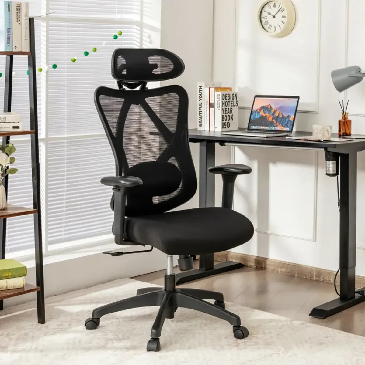 Costway Reclining Mesh Office Chair Swivel Chair w/ Adjustable Lumbar Support