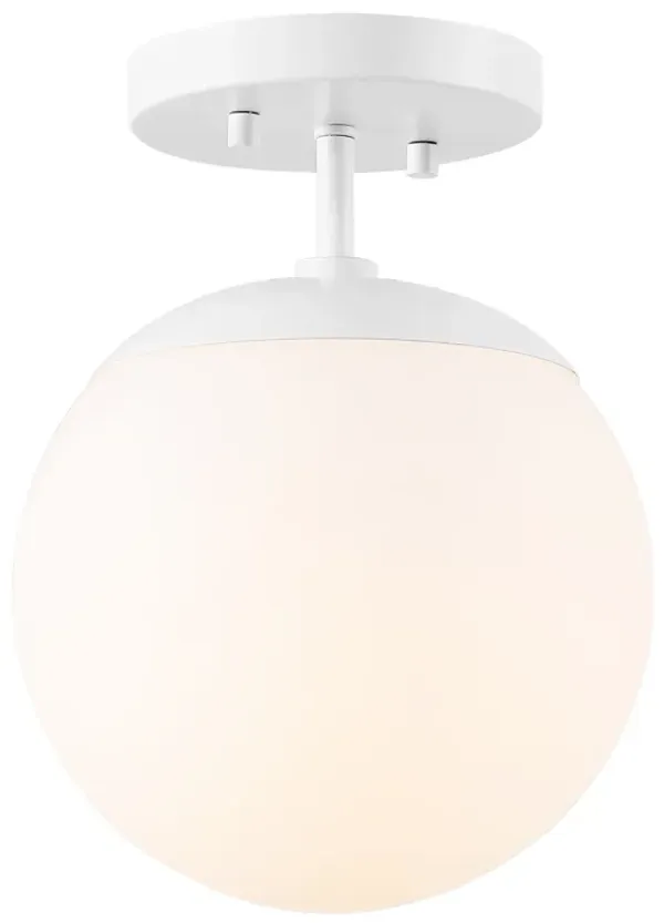 Marcel 1-Light Bohemian Farmhouse Iron/Frosted Glass LED Semi Flush Mount