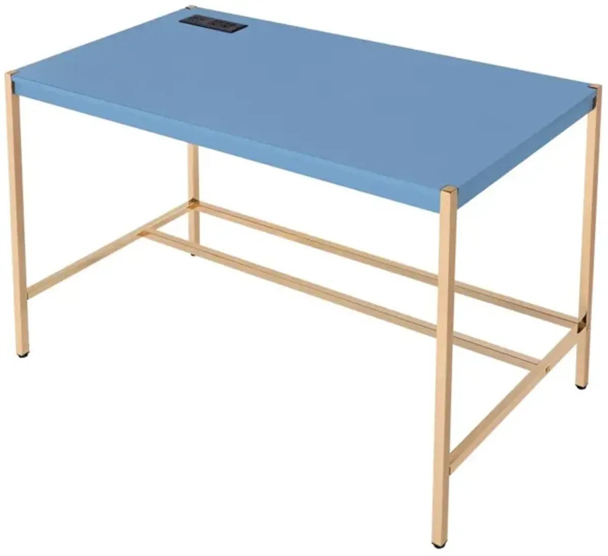 Midriaks Writing Desk w/USB Port in Navy Blue & Gold Finish OF 00022