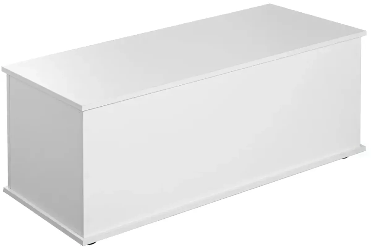 Multi Purpose White Wooden Storage Box, Organizer and Bench Perfect Furniture to Add Accent in Entryway and keep Shoes, Bedroom Bench, Playroom Storage or Window Table in your Living Room