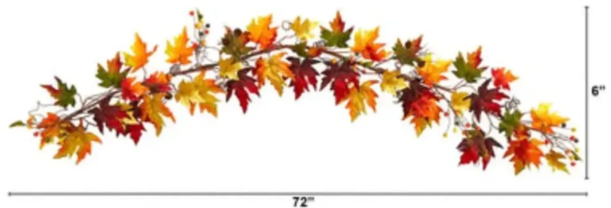 Hivvago 6' Autumn Maple Leaf and Berry Fall Garland
