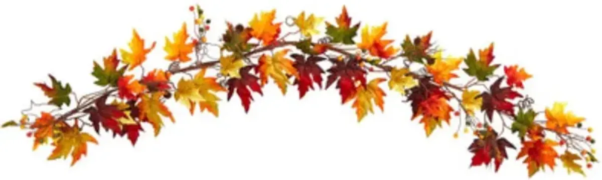 HomPlanti 6' Autumn Maple Leaf and Berry Fall Garland