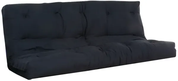 Nab 74 Inch Modern Full Futon Mattress, Tufted, Reversible, Fabric, Black - Benzara