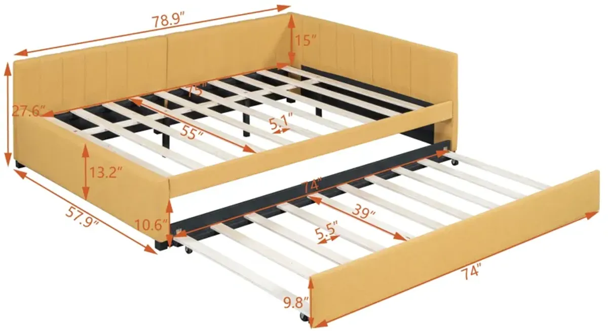 Merax Upholstered Daybed Bed Frame with Trundle