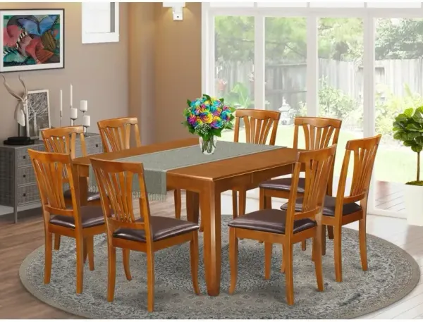 9 Pc Dining room set-Table with Leaf and 8 Dining Chairs.