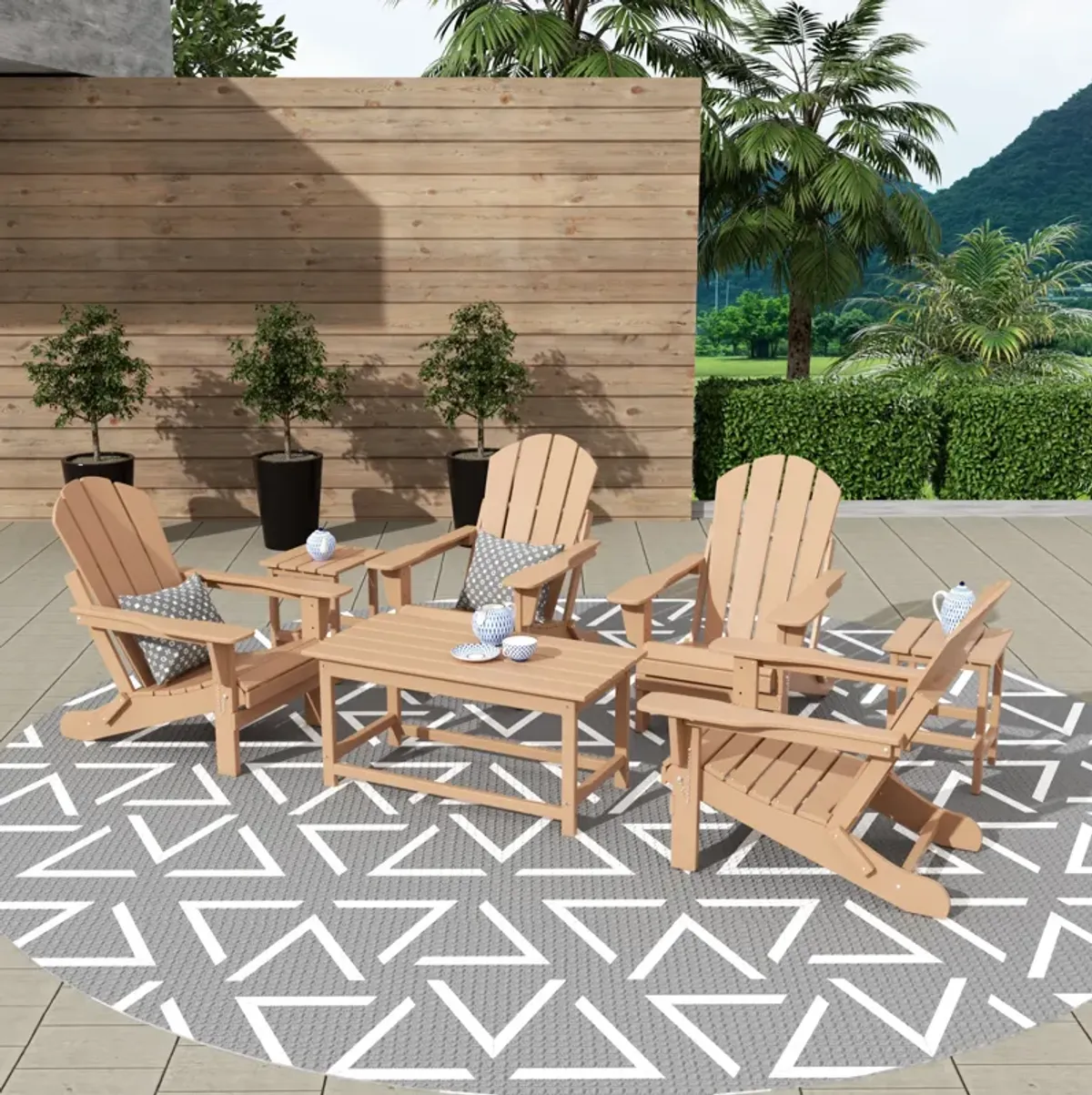 WestinTrends 3-Piece Outdoor Patio Adirondack Coffee and Side Table Set