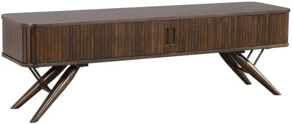 Valna Wood 71" TV Stand with Sliding Doors Walnut