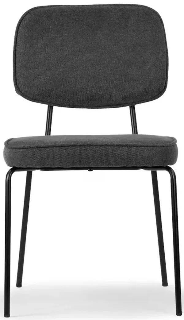 Glamour Home Set of 2 Aven Gray Fabric Dining Chair with Black Metal Legs