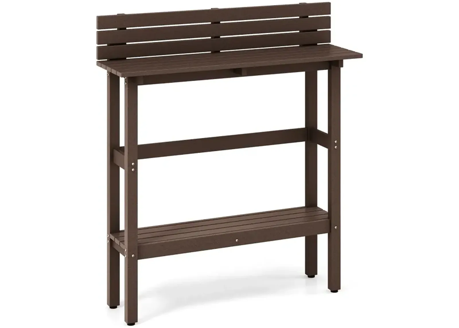 48" Patio Pub Height Table with Storage Shelf and Adjustable Foot Pads