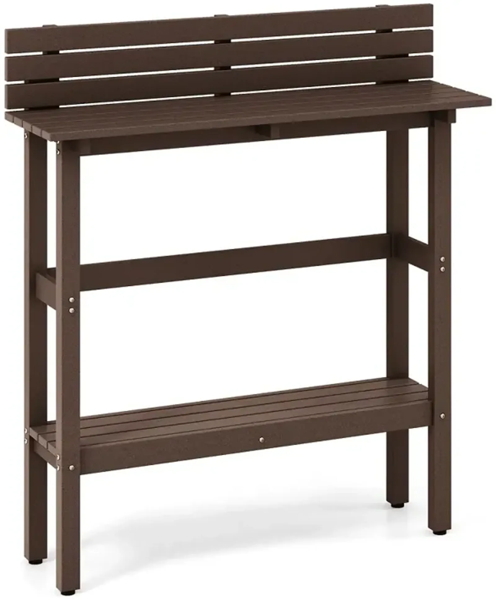 48" Patio Pub Height Table with Storage Shelf and Adjustable Foot Pads