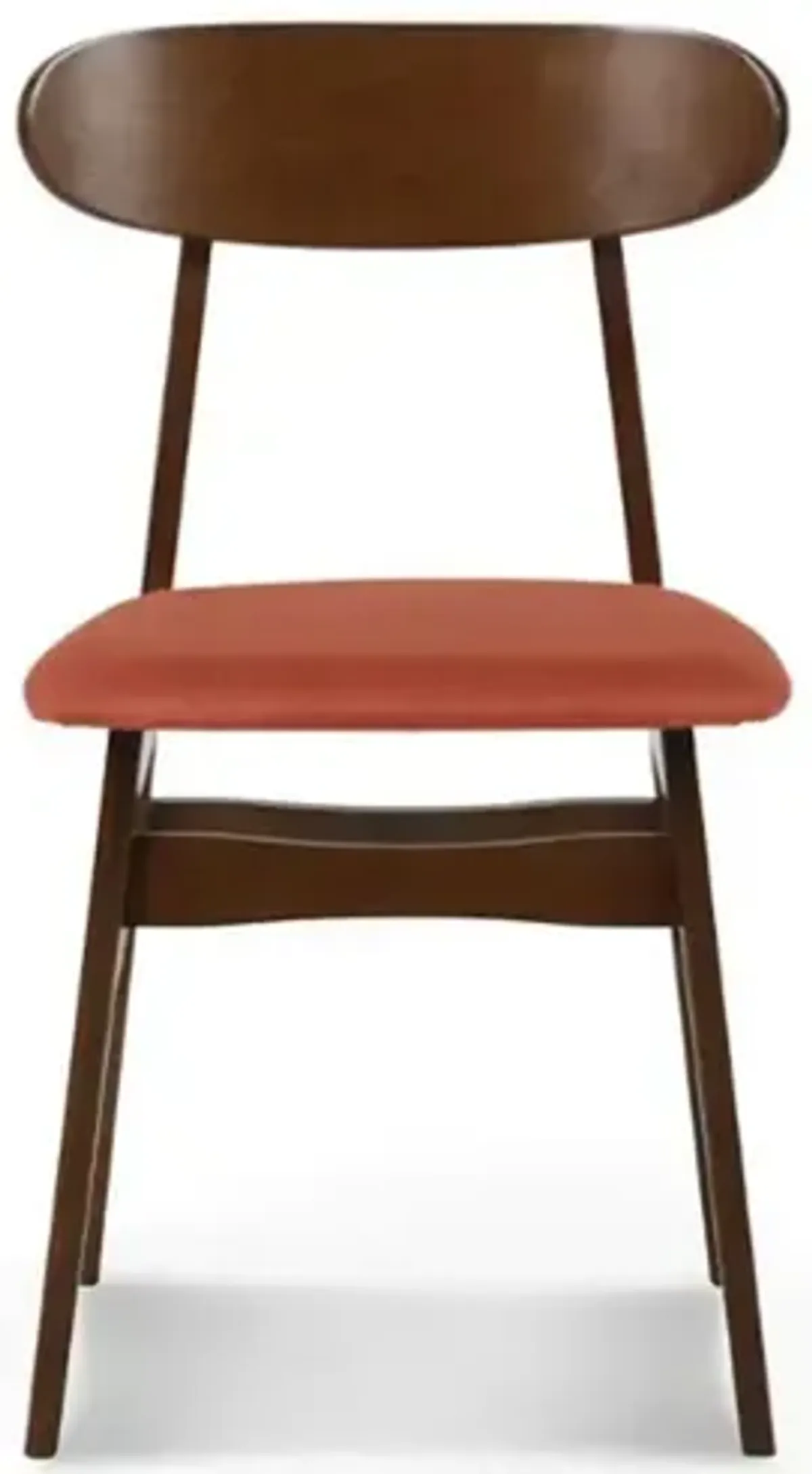 Bev 20 Inch Set of 2 Dining Chairs, Orange Cushions, Dark Brown Rubberwood - Benzara