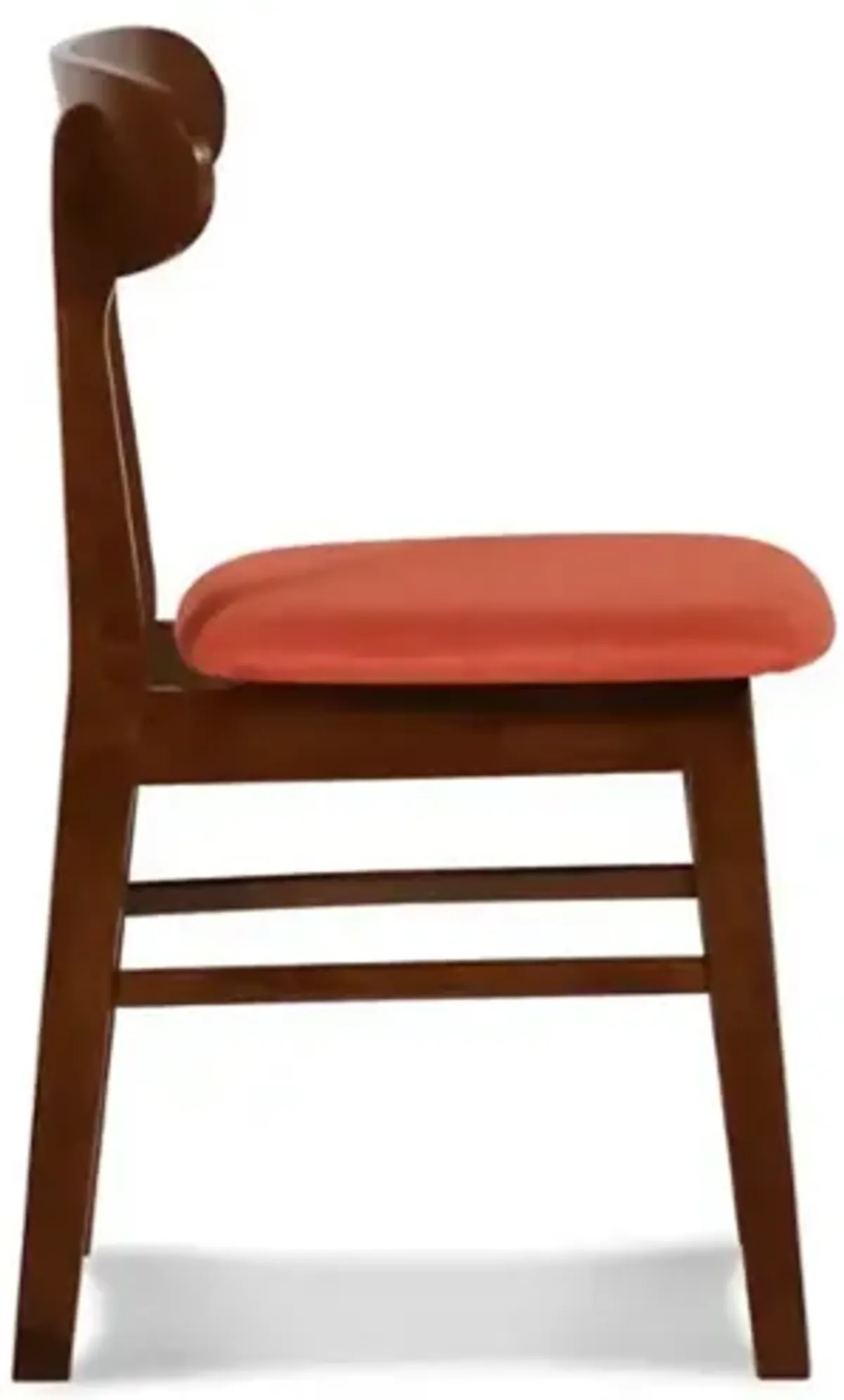 Bev 20 Inch Set of 2 Dining Chairs, Orange Cushions, Dark Brown Rubberwood - Benzara