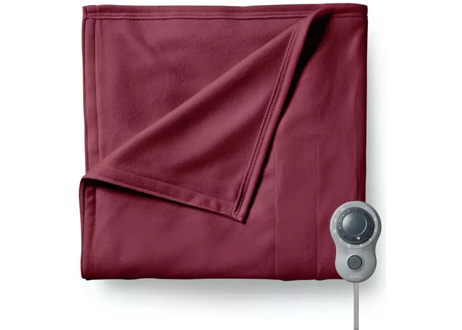 Sunbeam Full Size Electric Fleece Heated Blanket in Garnet