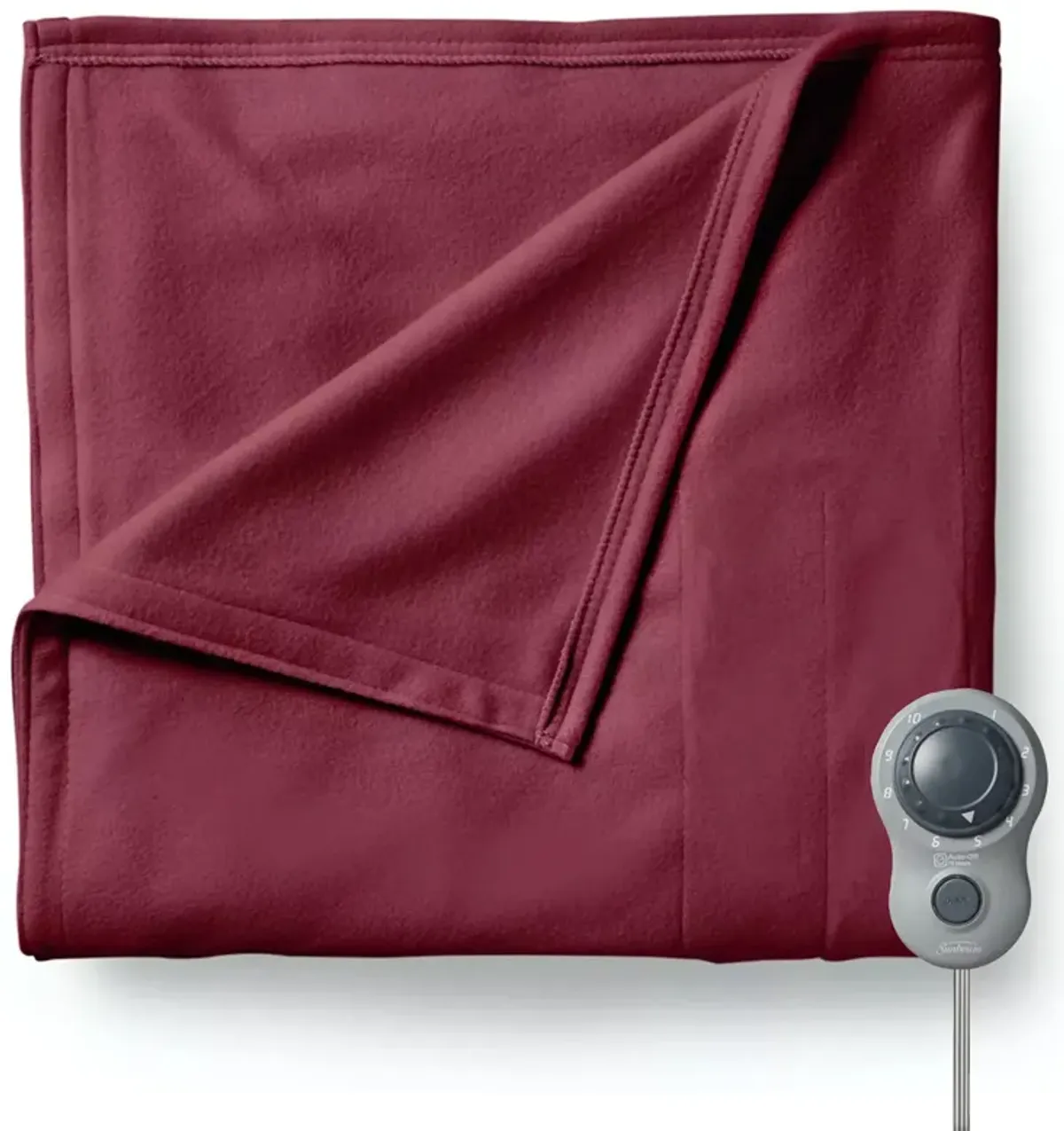 Sunbeam Full Size Electric Fleece Heated Blanket in Garnet