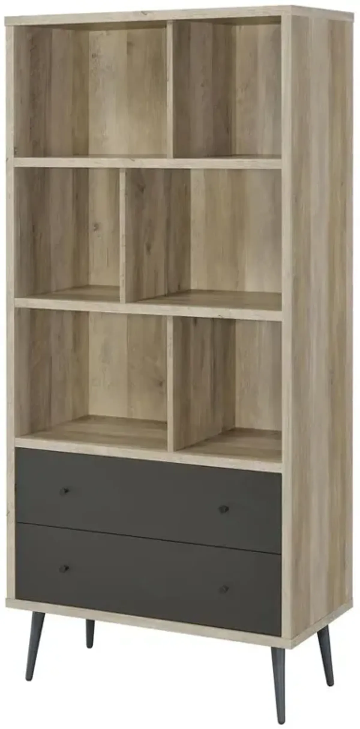 Maeve 3-shelf Engineered Wood Bookcase with Drawers Antique Pine and Grey