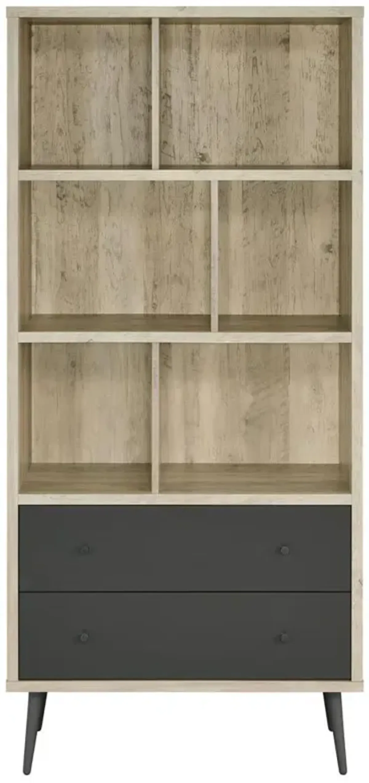 Maeve 3-shelf Engineered Wood Bookcase with Drawers Antique Pine and Grey