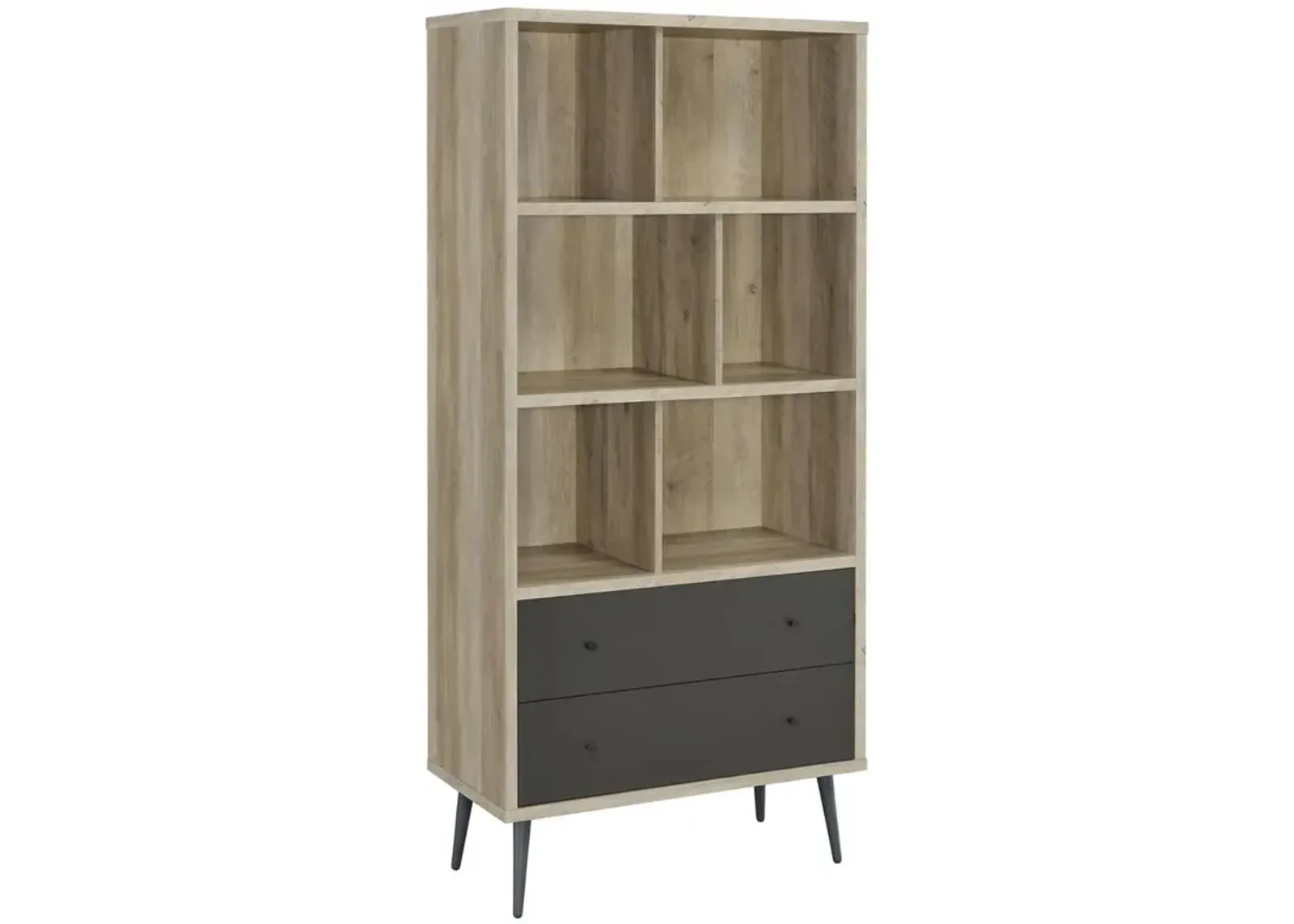 Maeve 3-shelf Engineered Wood Bookcase with Drawers Antique Pine and Grey