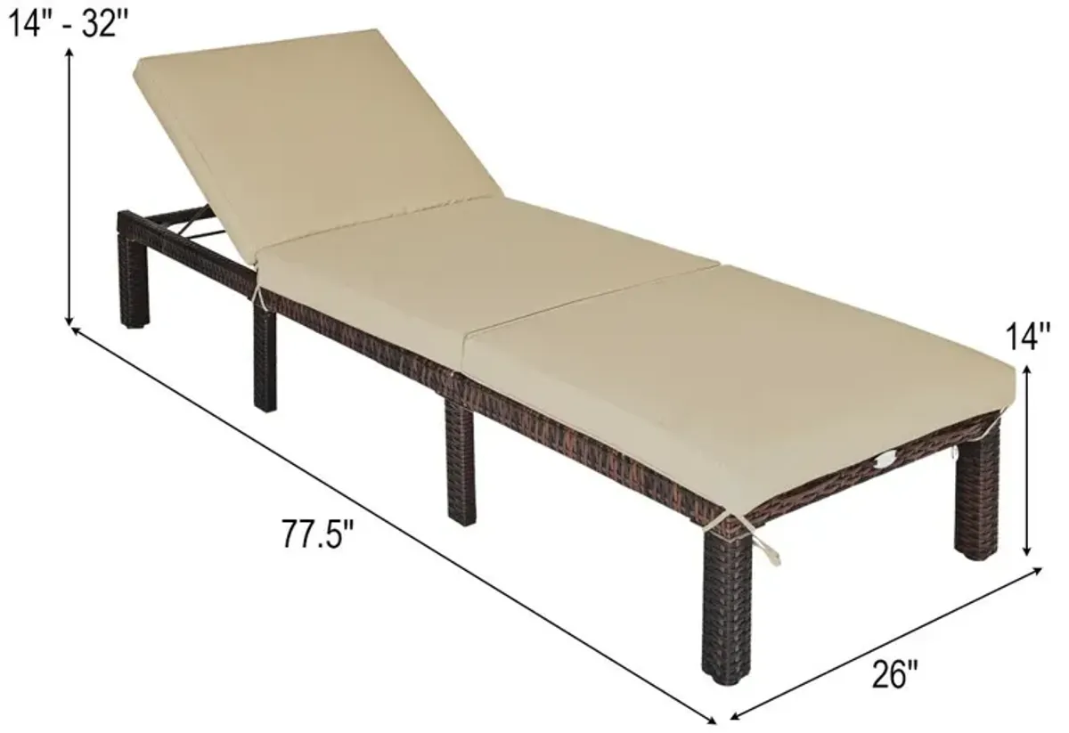 Outdoor Rattan Adjustable Cushioned Chaise