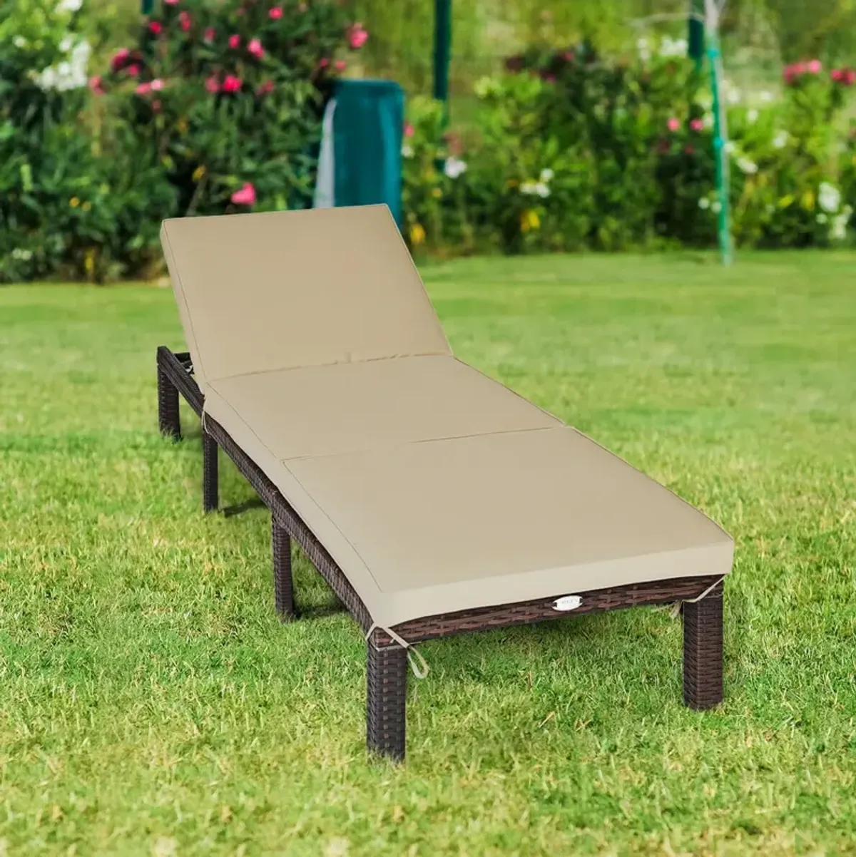 Outdoor Rattan Adjustable Cushioned Chaise