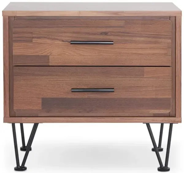 Hivvago 18" Brown Two Drawers Metal Nightstand