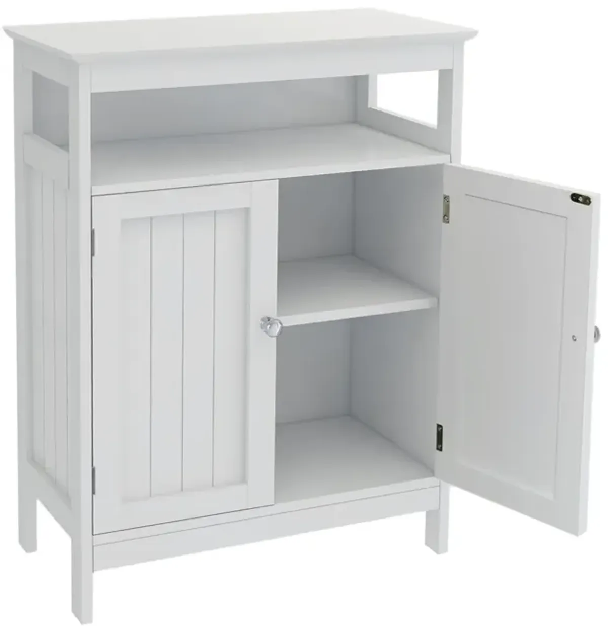 Bathroom standing storage with double shutter doors cabinet-White