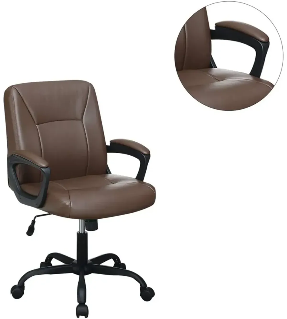 Relax Cushioned Office Chair 1 Piece Brown Color Upholstered Seat Back Adjustable Chair Comfort