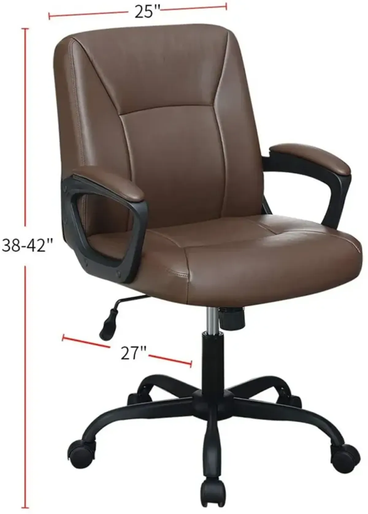 Relax Cushioned Office Chair 1 Piece Brown Color Upholstered Seat Back Adjustable Chair Comfort