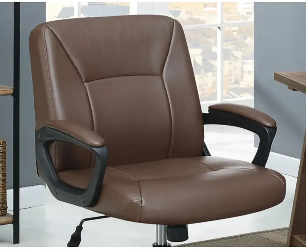 Relax Cushioned Office Chair 1 Piece Brown Color Upholstered Seat Back Adjustable Chair Comfort