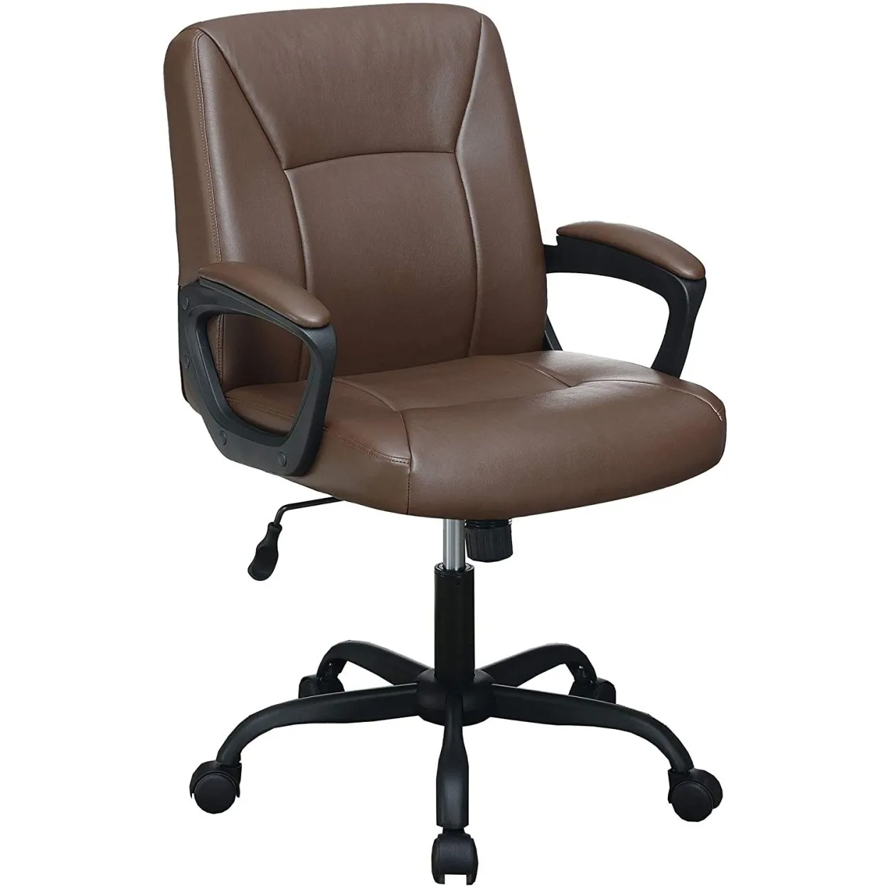 Relax Cushioned Office Chair 1 Piece Brown Color Upholstered Seat Back Adjustable Chair Comfort