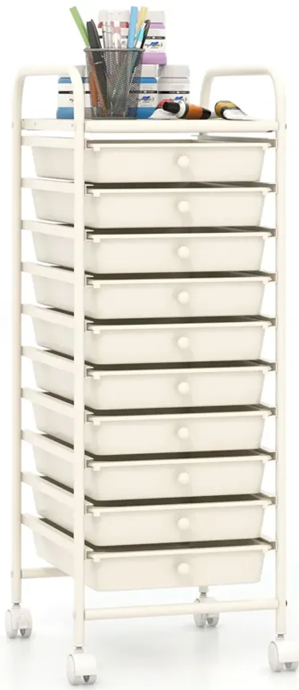 Rolling Cart Organizer with 10 Drawers – Ideal for Home or Office