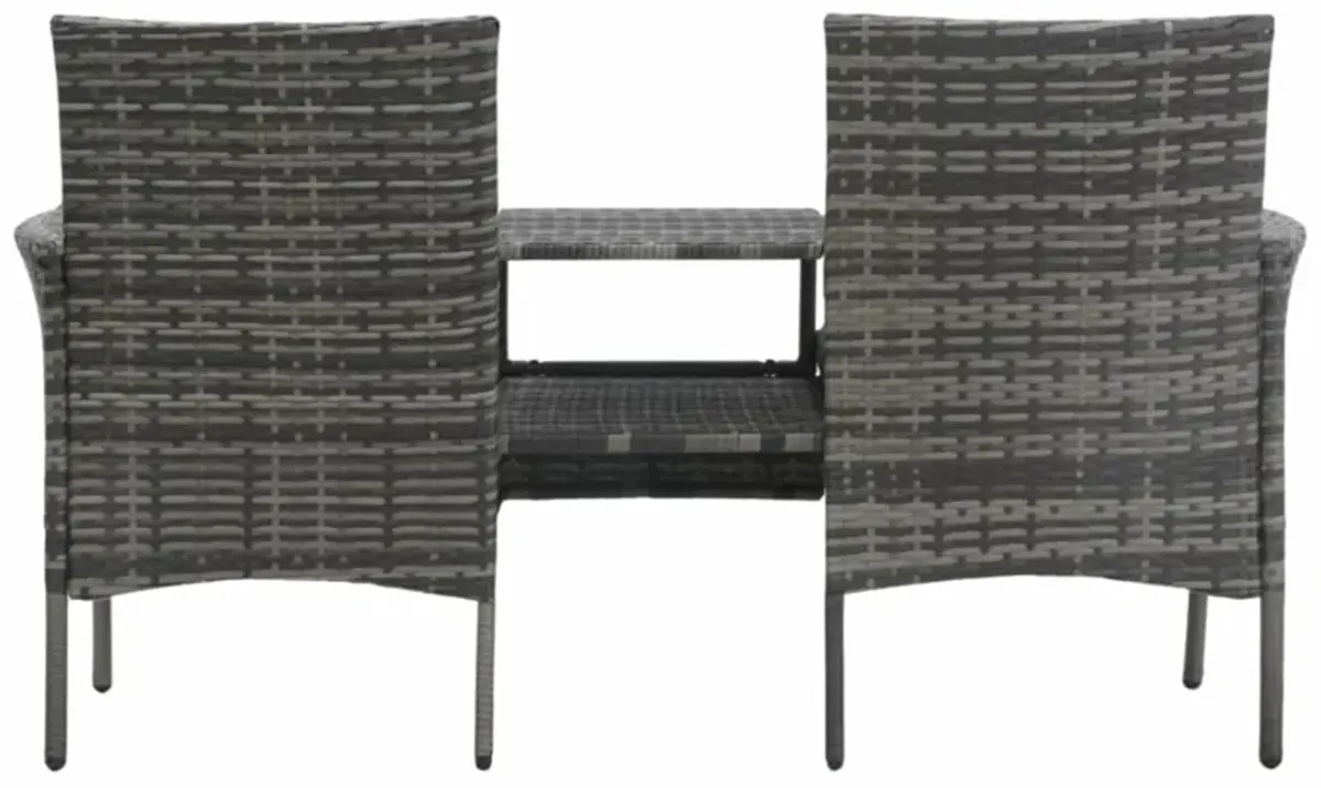 vidaXL 2-Seater Garden Sofa with Tea Table Poly Rattan Anthracite