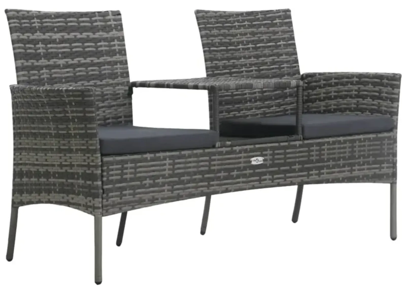 vidaXL 2-Seater Garden Sofa with Tea Table Poly Rattan Anthracite