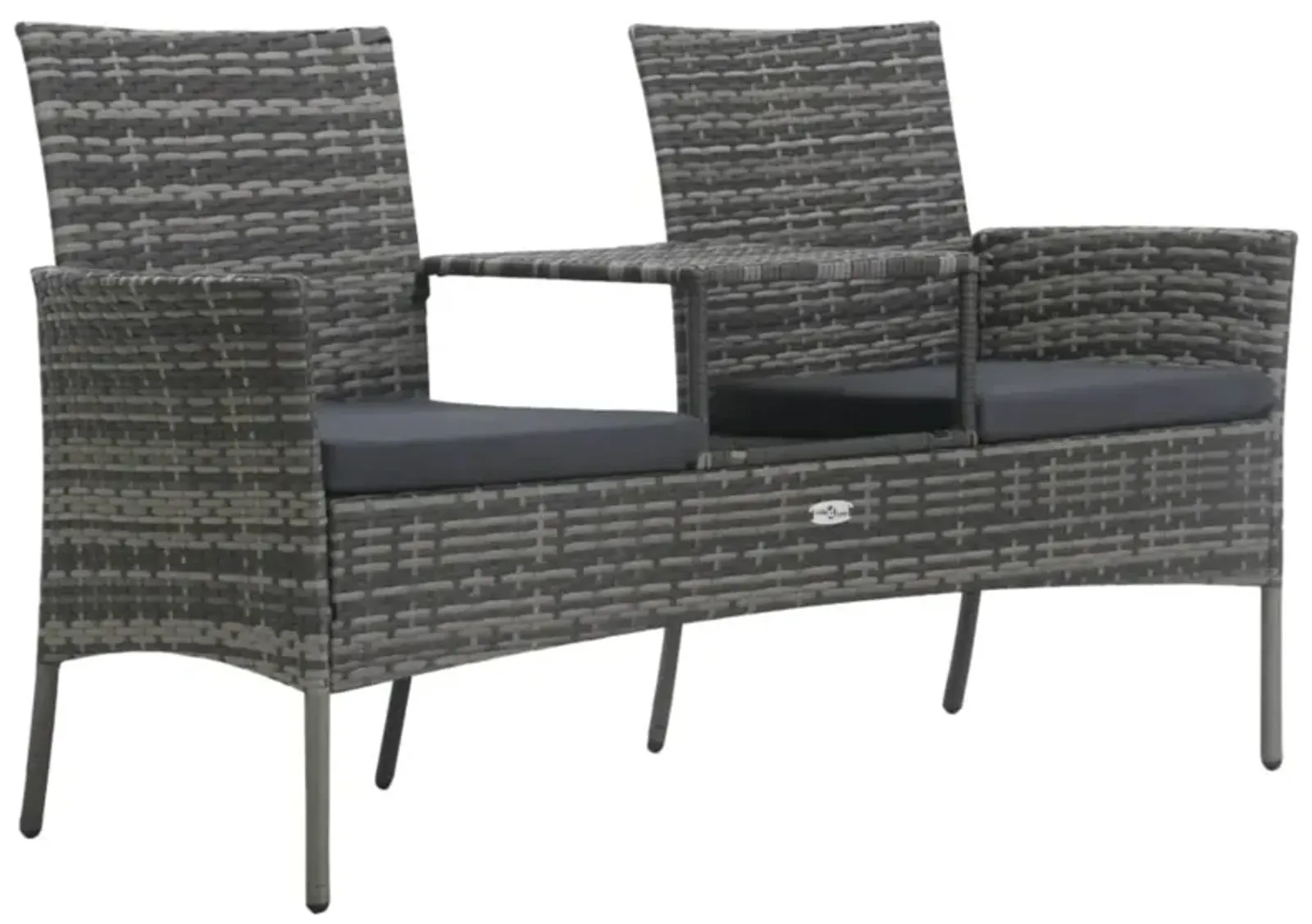 vidaXL 2-Seater Garden Sofa with Tea Table Poly Rattan Anthracite