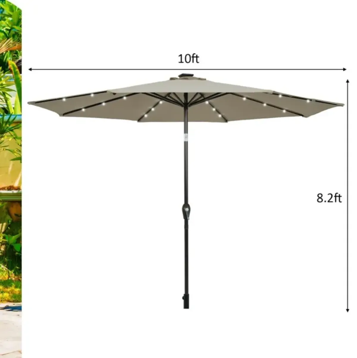 Hivvago 10 Feet Outdoor Patio Umbrella with Bright Solar LED Lights