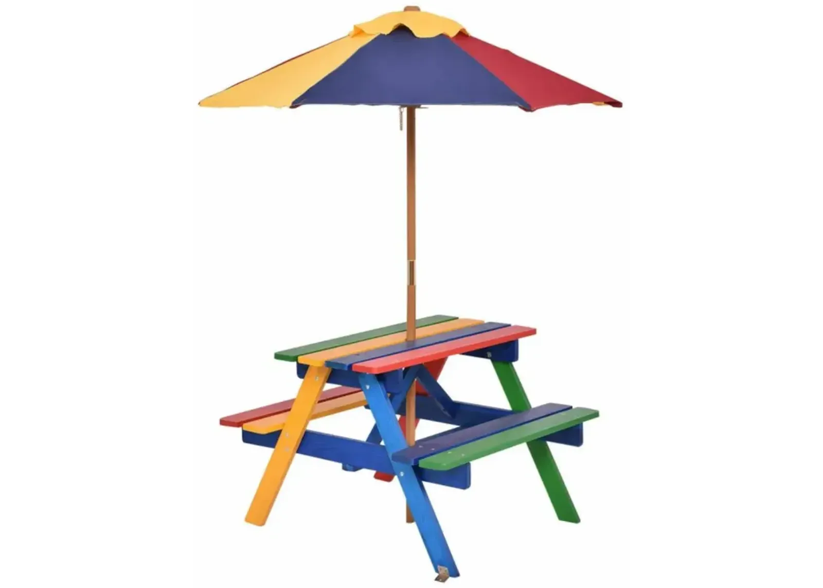 Hivvago Outdoor 4-Seat Kid's Picnic Table Bench with Umbrella