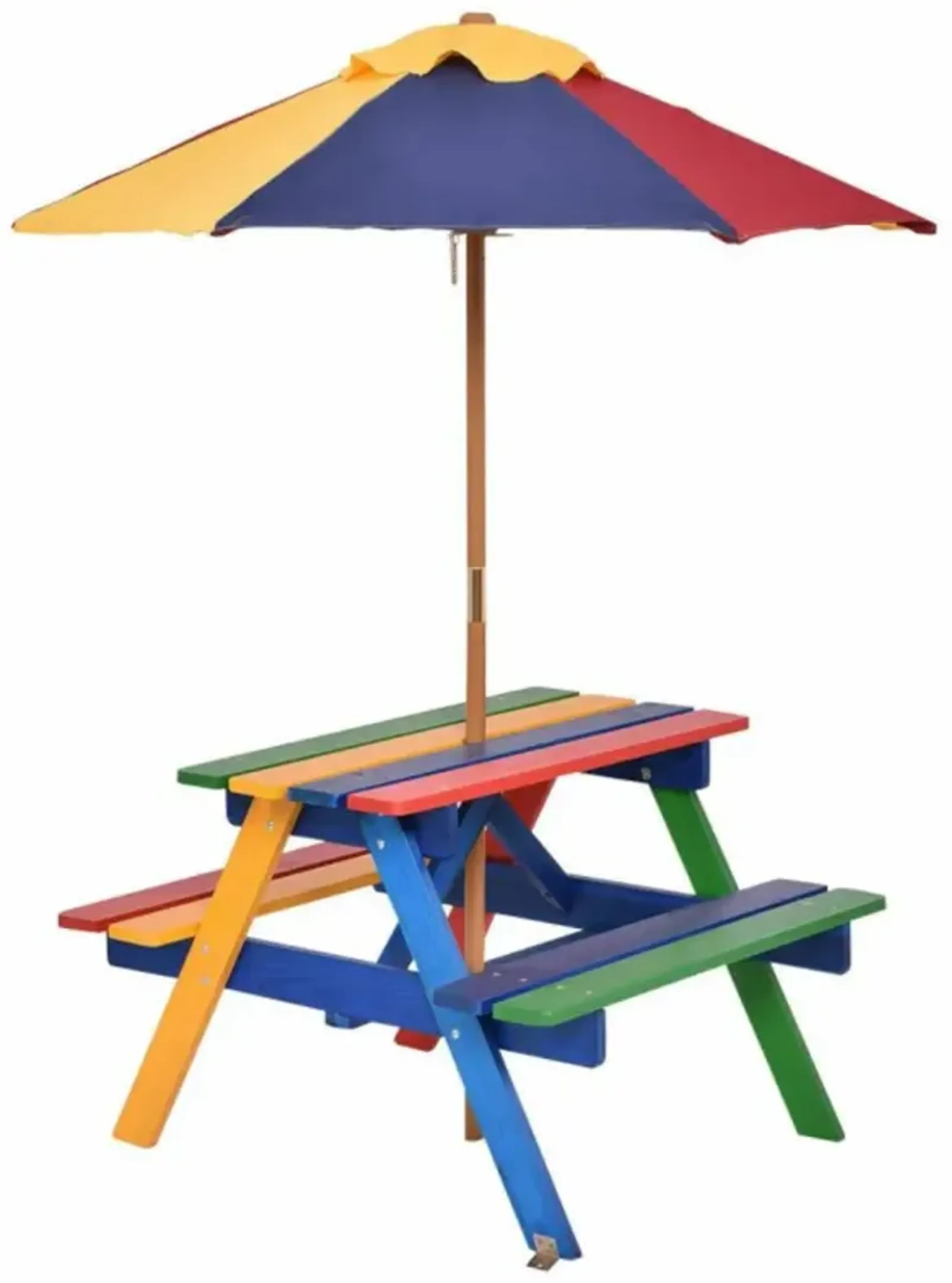 Hivvago Outdoor 4-Seat Kid's Picnic Table Bench with Umbrella