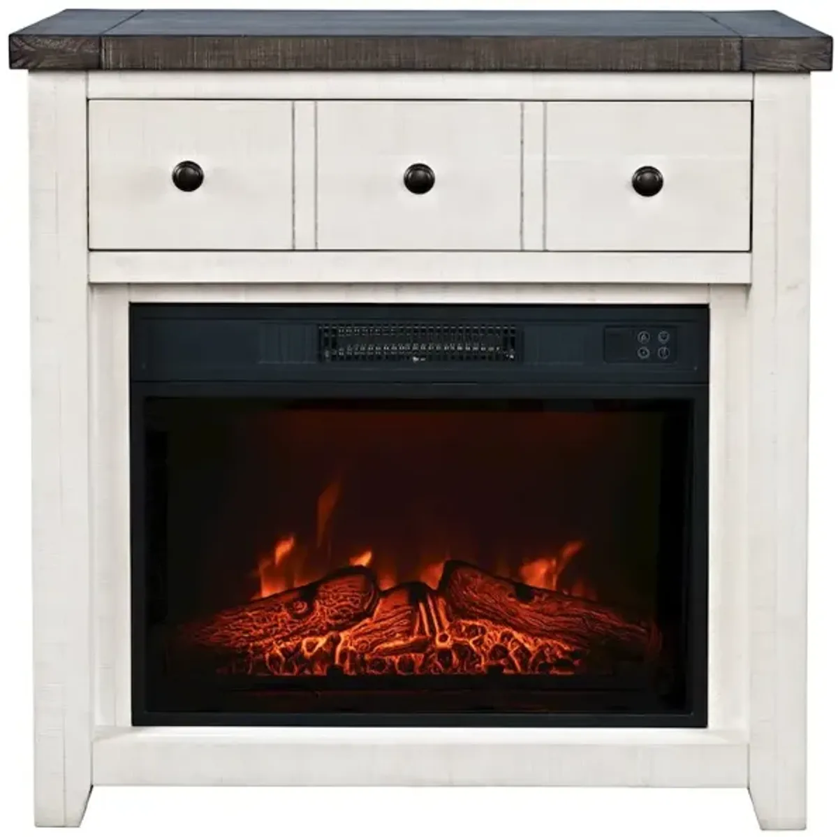 Jofran Solid Wood Rustic 32 Farmhouse Electric Fireplace Console TV Stand