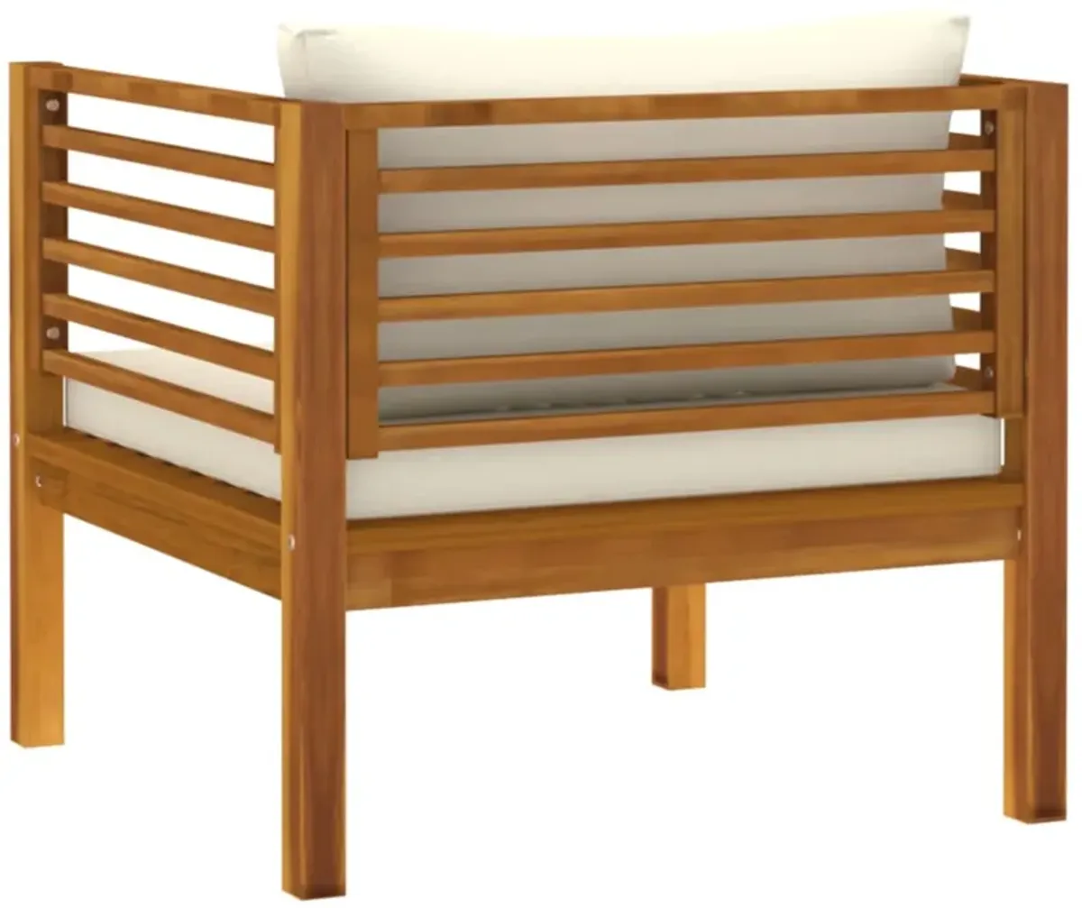 vidaXL Patio Chair with Cream White Cushions Solid Acacia Wood