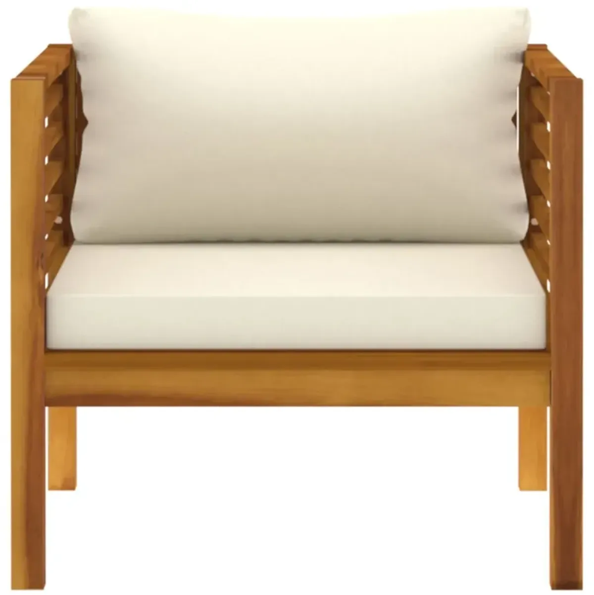 vidaXL Patio Chair with Cream White Cushions Solid Acacia Wood